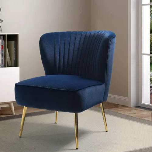 Miniatura 10 de Tina's Home Silla decorativa de terciopelo sin brazos, silla auxiliar pequeña tapizada moderna con patas doradas, cómoda y bonita silla con respaldo