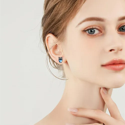 Miniatura 3 de Aretes de plata de ley 925 con diseño de gato, bonitos aretes de gato con diseño de gatito, joyería de regalo para mujeres y niñas, aretes