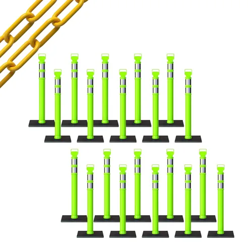 Miniatura 63 de Trafford Industrial - Juego de 20 postes de delineador de 45 pulgadas, collares reflectantes de 3 pulgadas, base de goma de 10 libras