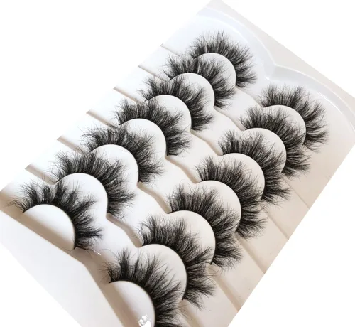 Miniatura 457 de Pooplunch - Pestañas postizas finas de visón sintético, estilo ojo de gato, naturales, cruzadas, tipo racimo, efecto 8D de volumen, tiras