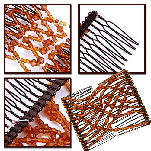 Miniatura 8 de 3 piezas de accesorios para el cabello con cuentas elásticas vintage mágicas para mujeres, señoras, niñas, pinzas elásticas para el cabello