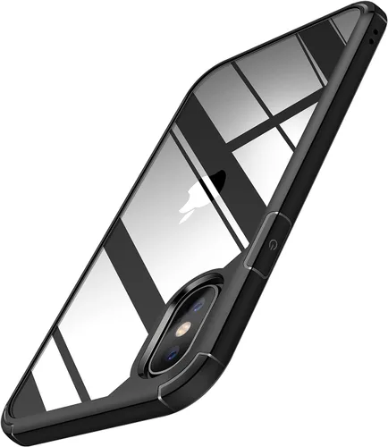 TENDLIN Compatible con iPhone Xs Case/iPhone X Case Crystal Clear Hard Back Soft Bumper Funda protectora (negro)