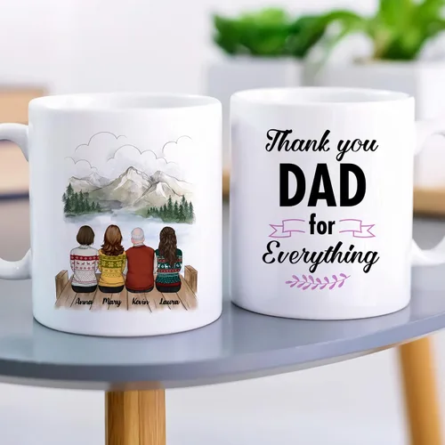 Miniatura 3 de Gossby Taza personalizada (3 hijas) Thank You Dad For Everything, taza personalizada para papá, de regalo, día del padre, cumpleaños, 11 onzas, 15 3