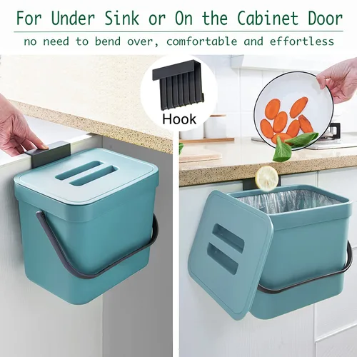 Miniatura 3 de LALASTAR Cubo de Compost de Cocina, Cubo de Basura Colgante con Tapa para Puerta de Armario de Cocina, Debajo del Fregadero, Cubo de Basura Montado