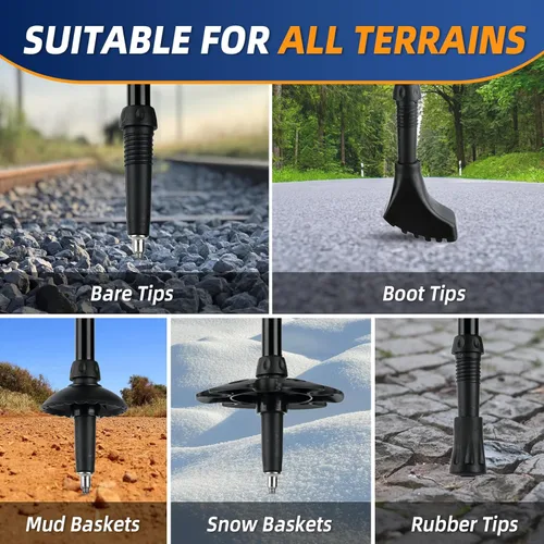 Miniatura 6 de Bastones de trekking ligeros y plegables para senderismo – Paquete de 2 bastones de senderismo ajustables, bastones de aluminio para esquí, caminata