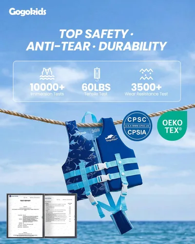 Miniatura 2 de Gogokids Chaleco de natación para niños, flotadores para bebés – Chaleco de flotabilidad para niños y niñas para piscina y playa, para niños de 2 a