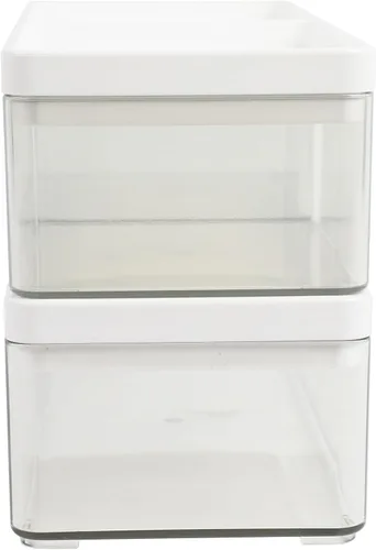 Miniatura 8 de Martha Stewart Grady - Cajas de almacenamiento apilables de plástico transparente con tapas de plástico blanco, juego de 3 Tapa de plástico