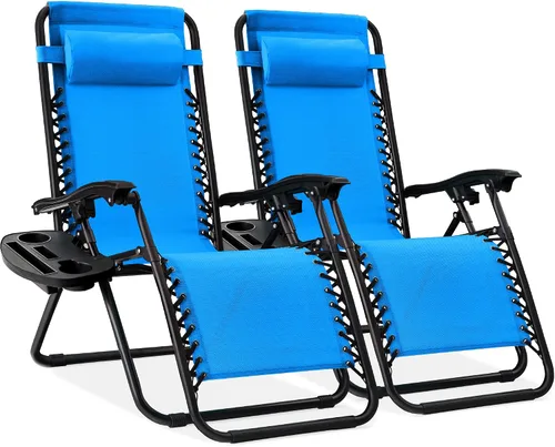 Miniatura 51 de Best Choice Products - Juego de 2 sillas reclinables y ajustables de malla y acero, sillas con sensación gravedad cero con cojines y bandejas
