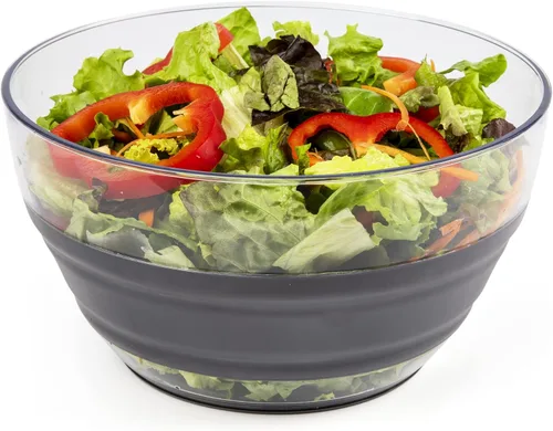 Miniatura 3 de Progressive International Prepworks - Escurridor y colador plegable de 4 cuartos de galón para preparar ensaladas y lavar alimentos, color gris