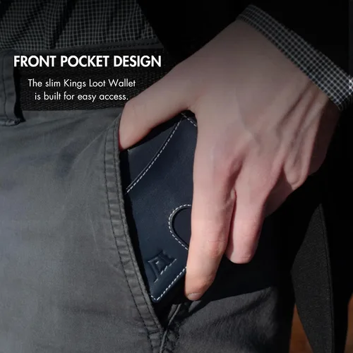 Miniatura 3 de Kings Loot Carteras de cuero genuino Kings Fold para hombre, Negro -, Cartera Rfid