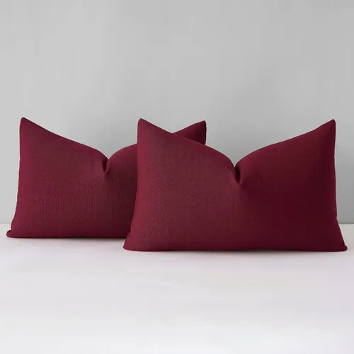 Miniatura 35 de Mixhug Juego de 2 fundas de almohada decorativas de lino para sofá y cama, cojín lumbar, color marrón claro, 12 x 20 pulgadas