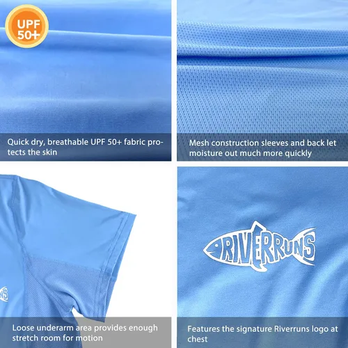 Miniatura 3 de Riverruns Fishing T-Shirt Mens UPF 50+ Sun Protection Fishing Shirt Short Sleeve Performance Tee #1006