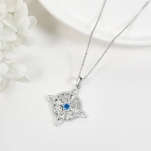 Miniatura 41 de YAFEINI Collar con dije de nudo de bruja de plata de ley, amuleto de bruja de cruz celta, regalo para mujer