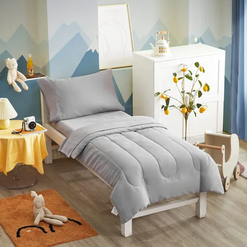 Miniatura 2 de UOZZI BEDDING Juego de ropa de cama de 4 piezas para niños pequeños, ultra suave y transpirable, incluye edredón, sábana encimera, sábana bajera