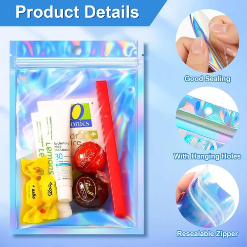 Miniatura 3 de 100 bolsas transparentes a prueba de olores, bolsas reutilizables de Mylar de 2.7 x 4 pulgadas para almacenamiento de alimentos, joyas, fiestas