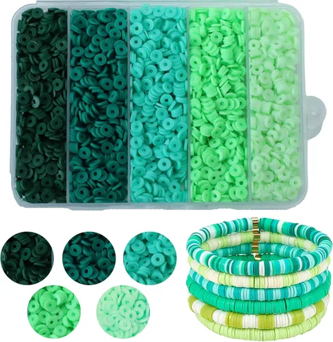Miniatura 18 de 3500 cuentas de arcilla multicolor para hacer pulseras, cuentas de arcilla polimérica Heishi de 0.236 pulgadas, disco redondo plano para fabricación