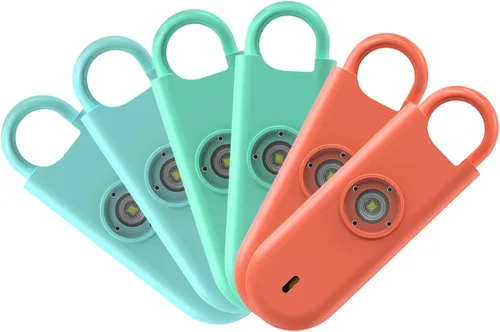 Miniatura 13 de Fauxomor Alarma de seguridad personal de 140 dB para mujeres, paquete de 12 llaveros de protección de alarma segura con luz estroboscópica con aviso