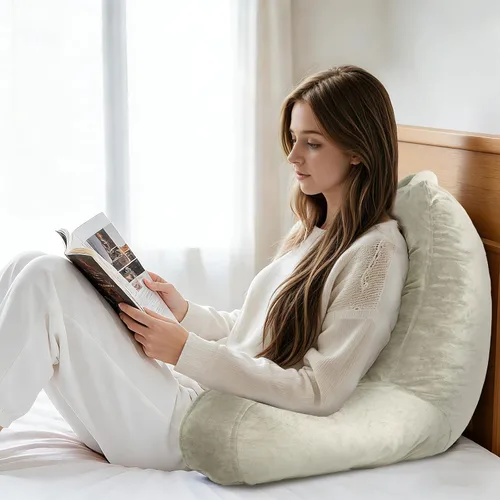 Miniatura 2 de OAISZ - Almohada de lectura para sentarse en la cama para adultos, almohada de lectura con espuma viscoelástica triturada, almohada de cama