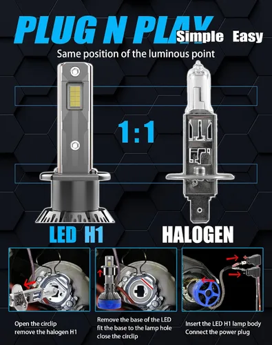 Miniatura 5 de Bombillas LED H1LL H1LL Super Bright 110W 6500K Blanco frío ventilador integrado y 2 tubos de cobre térmicamente conductores para vehículos UTV