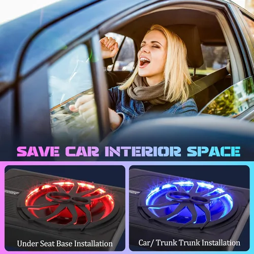Miniatura 3 de Feikeer Subwoofer de 10" 800W Bajo Asiento para Coche, Subwoofers Bluetooth para Autos con Luz Ambiental Multicolor LED, Audio Portátil Ahorra