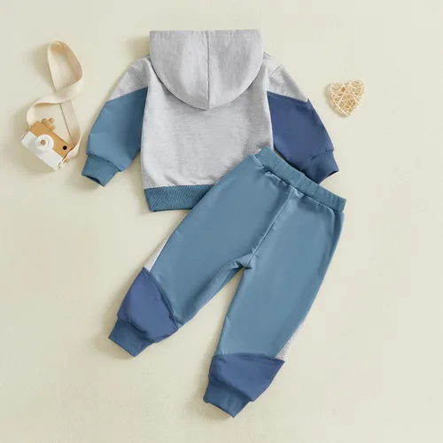 Miniatura 194 de Conjunto de ropa de otoño e invierno para bebé y niño, sudadera larga con capucha y pantalones para niños pequeños, 6, 12, 18, 24 meses, 2T