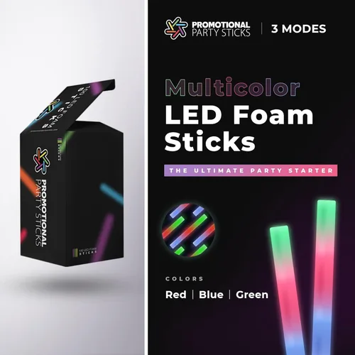 Miniatura 2 de Paquete de 100 - Varillas de espuma LED multicolor brillantes - 3 modos - 18" - Ideal para bodas y fiestas