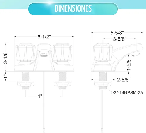 Miniatura 3 de Aqua Vista 10-B421-AV Grifo de lavabo de baño de dos manijas, cromo pulido con pomos redondos de acrílico Cromo pulido con pomos redondos acrílicos