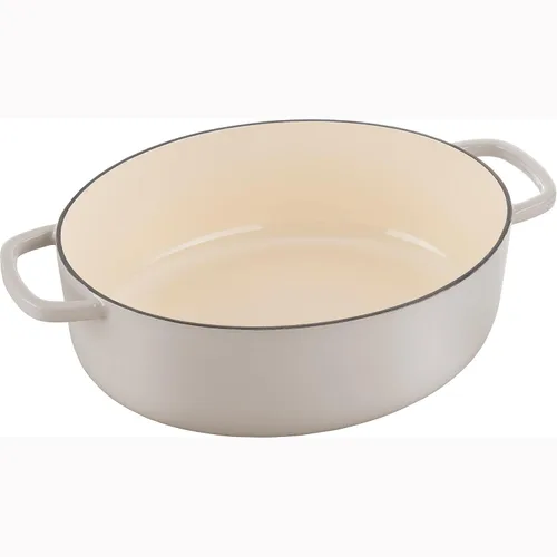 Miniatura 5 de BALLARINI Bellamonte Horno holandés ovalado de hierro fundido de 4.75 cuartos de galón, color blanco crema