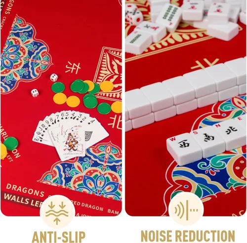 Miniatura 2 de Tapete Mahjong, 32.4 x 32.4 pulgadas, reducción de ruido, antideslizante, tapete de Mahjong para mesa, tapete de mesa Mahjong para póquer, tarjetas