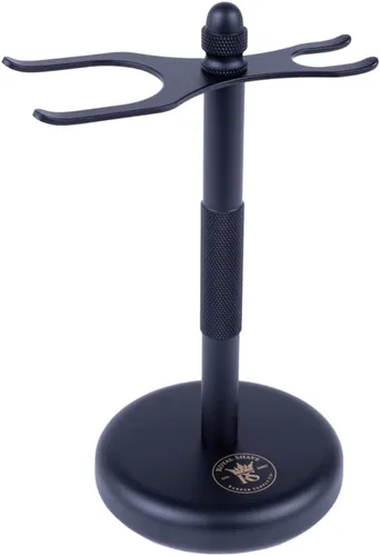 RoyalShave - Soporte para afeitar y cepillo de seguridad, con recubrimiento en polvo, color negro