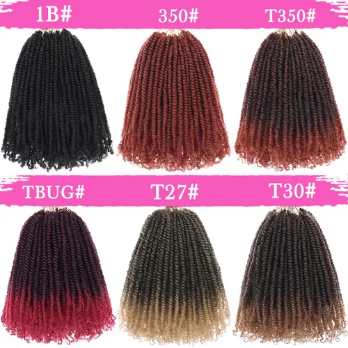 Miniatura 7 de COOKOO 9 paquetes de extensiones de cabello sintético de ganchillo pretrenzado de 6 pulgadas, trenzas mini de pasión preenlazadas, trenzas 1b#