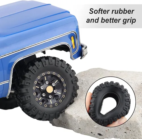 Miniatura 4 de HobbyPark Ruedas y neumáticos Beadlock de latón 1.0 para Traxxas TRX4M Piezas de actualización Axial SCX24 1/24 RC Crawler Reemplazo (paquete de 4)