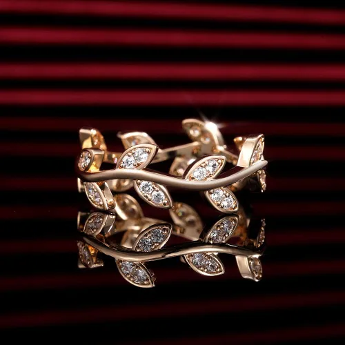 Miniatura 6 de Taoqiao Anillo de compromiso de plata de ley 925 con circonita cúbica curvada de ramas de olivo para mujer