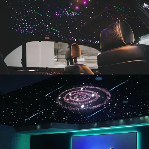 Miniatura 6 de AKEPO Luces de fibra óptica de estrella fugaz de 20 W, RGBW Twinkle APP de doble cabeza, 1300 unidades, 0.03 pulgadas, 13.1 pies, fibra óptica