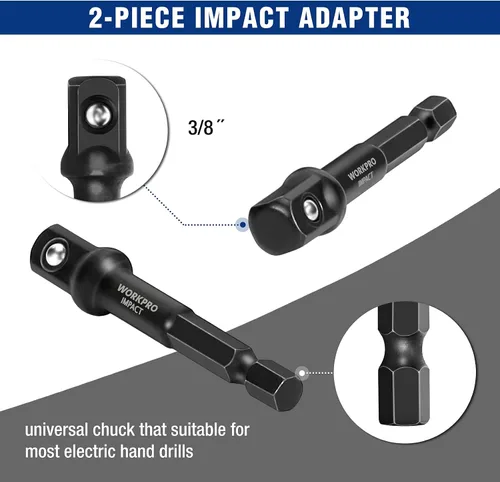 Miniatura 5 de WORKPRO Juego de 15 piezas de extractor de pernos de impacto y tuercas, extractor de pernos de transmisión de 3/8 pulgadas para quitar pernos