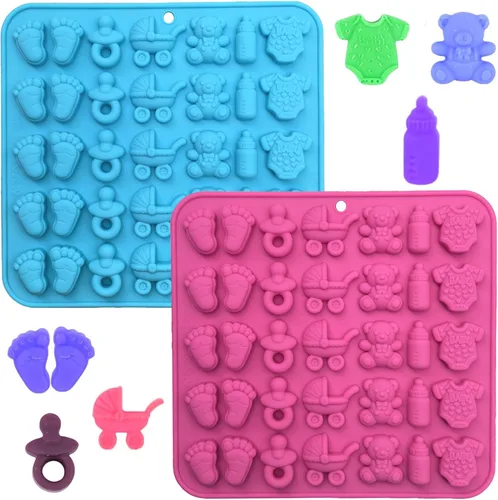 2 moldes de chocolate – Molde de silicona para chupete de una sola pieza, tamaño bocado, moldes de chocolate para decoración de pasteles y cupcakes
