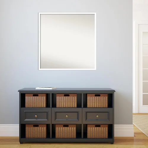 Miniatura 857 de Amanti Art Espejo de baño blanco para sobre el fregadero, 32 x 45 pulgadas, espejo de tocador rectangular blanco esbelto, marco de madera moderno
