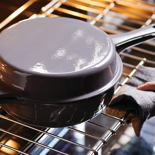 Miniatura 4 de Rachael Ray Horno holandés 3 en 1 de hierro fundido esmaltado con sartén/salteado, 4 cuartos de galón, gris