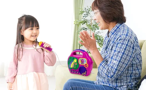 Miniatura 3 de Barney - Micrófono de karaoke con boombox para fanáticos de los juguetes de los niños, máquina de karaoke para niños con música integrada (Barney)