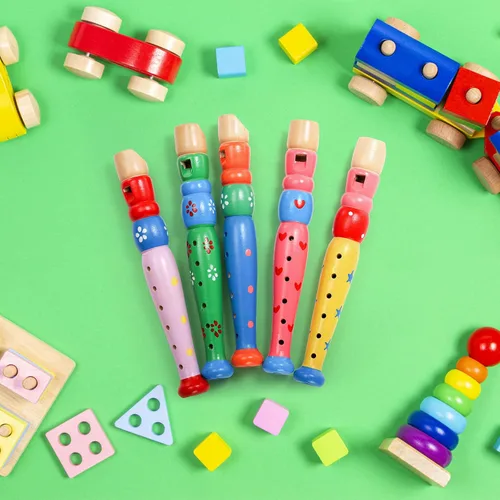 Miniatura 6 de Foraineam 7 piezas pequeñas grabadoras de madera instrumento musical flauta de madera, colorido Piccolo Woodwind música rítmica grabador