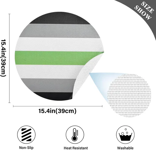 Miniatura 2 de Agender Pride Flag Round Placemats 15 Inch Seasonal Table Mats Decorative Table Mats for Home Kitchen Holiday Decoration