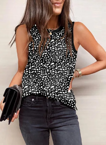 Miniatura 2 de Dokotoo Camisetas sin mangas con estampado de leopardo para mujer, cuello redondo, sin mangas, para verano, estilo casual