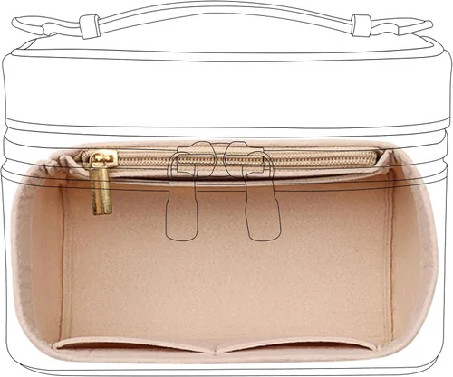 Doxo Organizador de bolso para bolsos y bolsos, organizador de bolsa de fieltro con cremalleras, se ajusta a LV Nice Mini y más. (fieltro beige)