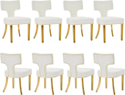 Miniatura 31 de Juego de 2 sillas de comedor modernas de mediados de siglo, sillas de comedor tapizadas en tela de chenilla con respaldo curvado y ribete