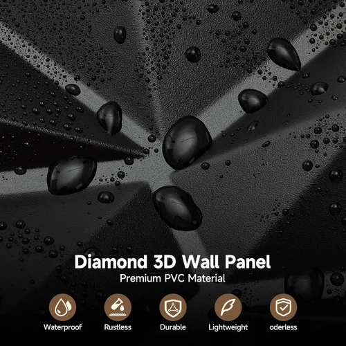Miniatura 3 de INMOZATA Paneles de pared 3D para decoración de pared interior, paquete de 33 paneles decorativos de pared de 12 x 12 pulgadas con diamantes, panel