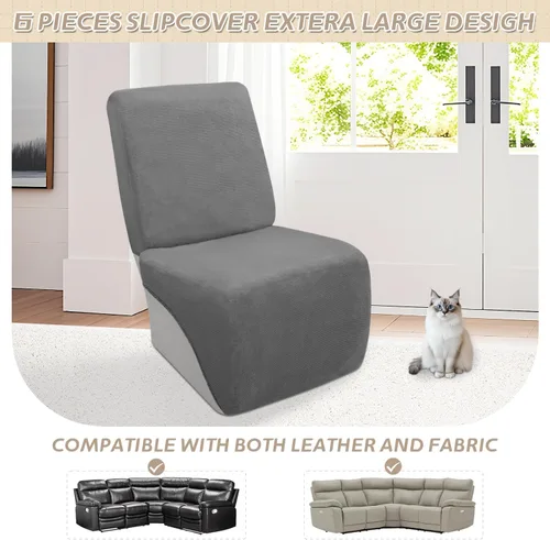 Miniatura 522 de Arfntevss Fundas de sofá seccional reclinable de terciopelo, Funda de sofá seccional de esquina para sofá reclinable, Funda elástica suave