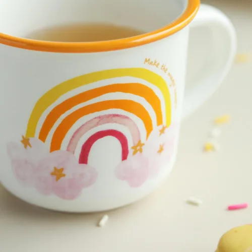 Miniatura 7 de TREEWOO Bonita Taza de Arcoíris de 12oz Buenos Días Taza de Cerámica con Asa Taza de Café Té Leche Agua Regalo para Hombres Mujeres Navidad