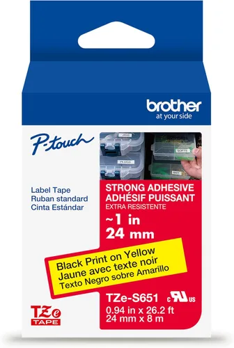 Miniatura 16 de Brother P-touch TZE-S951 - Cinta adhesiva laminada extra resistente de 1 pulgada (24 mm) de ancho, negro sobre plateado mate, laminada