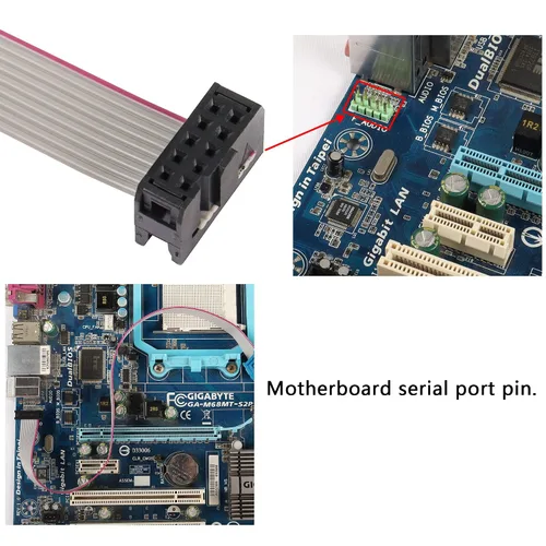 Miniatura 4 de DB9 a 10-Pin IDC Serial Cable, RS232 Serial Macho a 10 Pin Placa Base Header Flat Ribbon Cable (1.0 ft)