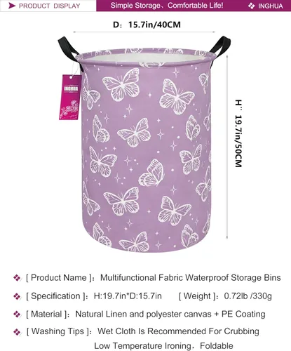 Miniatura 2 de Cesta de lavandería grande de tela de lona ligera, cesta de almacenamiento para juguetes, organizador de ropa sucia, plegable, impermeable